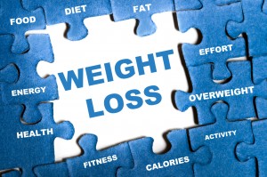 Weight loss blue puzzle pieces assembled